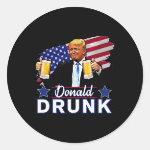 Sticker Rond 4 juillet Drôle président de la boisson - Donald D
