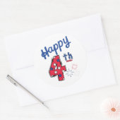 Sticker Rond 4 juillet étoiles patriotiques (Enveloppe)