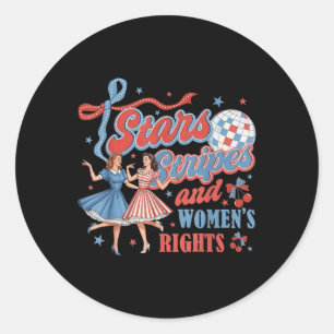Sticker Rond 4 juillet Féministe Étoiles Bandes Et Droits Des F