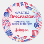 Sticker Rond 4 juillet Fête d'anniversaire de Little Firecracke (Devant)