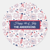 Sticker Rond 4 juillet Fête de l'Indépendance BBQ (Devant)