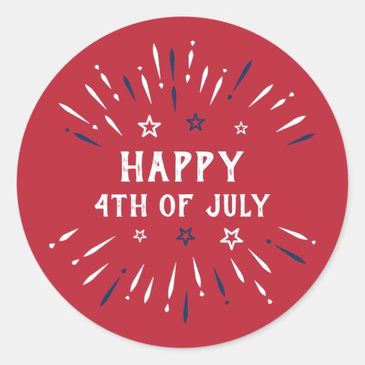 Sticker Rond 4 juillet Fête de l'Indépendance Patriotique Améri (Devant)