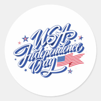 Sticker Rond 4 juillet Fête de l'Indépendance Usa Drapeau patri