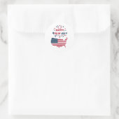 Sticker Rond 4 juillet feux d'artifice USA Rouge Blanc Bleu (Sac)