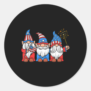 Sticker Rond 4 juillet Fun Patriotic Gnomes USA Pride America