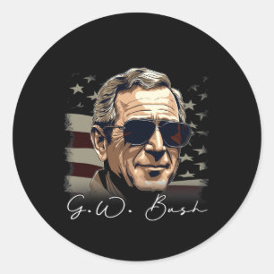 Sticker Rond 4 juillet George W. Bush, partie Portrait du prési