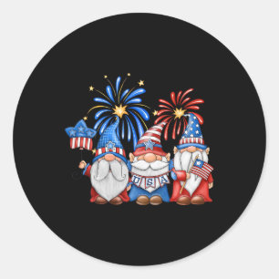 Sticker Rond 4 juillet Gnomes américains célébrant l'indépendan