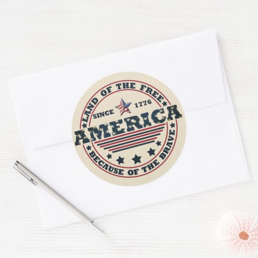 Sticker Rond 4 juillet heureux (Enveloppe)