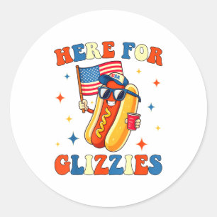 Sticker Rond 4 juillet ici pour Glizzies Hotdog Patriote Hommes