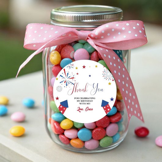 Sticker Rond 4 juillet Indépendance Anniversaire Merci