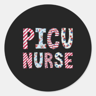 Sticker Rond 4 juillet Infirmière Picu Fête de l'Indépendance A