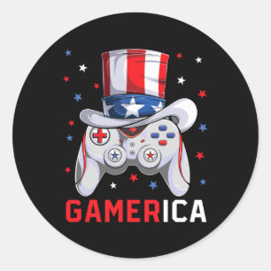 Sticker Rond 4 juillet jeu vidéo American Flag Uncle Sam Gam