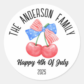 Sticker Rond 4 juillet Jour de l'Indépendance Nom personnalisé