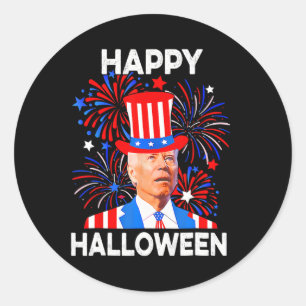 Sticker Rond 4 juillet Joyeux Halloween Funny Biden Confus