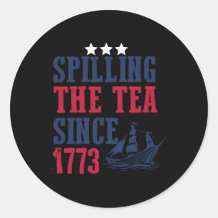 Sticker Rond 4 juillet Le Thé 1773 Histoire Américaine