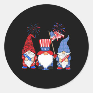 Sticker Rond 4 juillet Léopard Gnomes Firework Usa American W