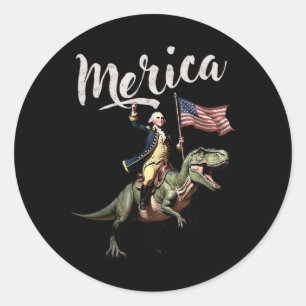 Sticker Rond 4 juillet Merica George Washington À cheval Sur Un