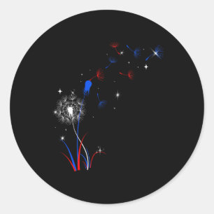 Sticker Rond 4 juillet mignon Fleur American Patriotique