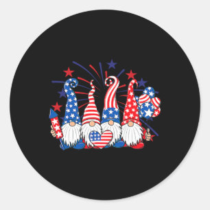 Sticker Rond 4 juillet nains drapeau américain patriotique Gnou
