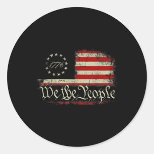 Sticker Rond 4 juillet Nous Le Peuple Américain 1776 Ancienne A