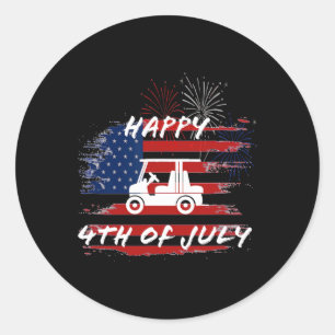 Sticker Rond 4 juillet Parade de Looping Golf Panier Ameri