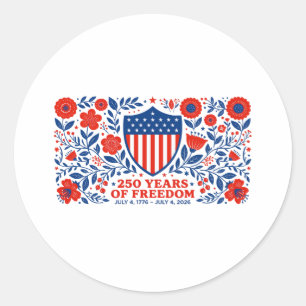 Sticker Rond 4 juillet Patriotique 250e anniversaire 250 ans 