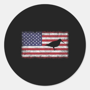 Sticker Rond 4 juillet Patriotique Américain Oiseau de Bois Amo