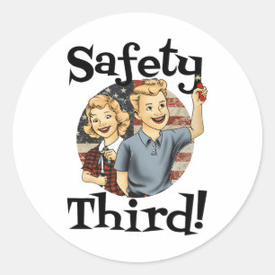 Sticker Rond 4 juillet Patriotique Fireworks Safety Third Vinta