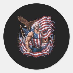 Sticker Rond 4 juillet Patriotique Funny George Washington juil
