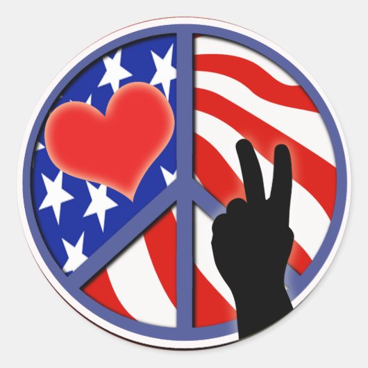 Sticker Rond 4 Juillet Peace Love USA (Devant)