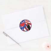 Sticker Rond 4 Juillet Peace Love USA (Enveloppe)