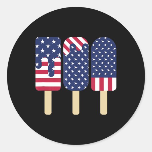 Sticker Rond 4 juillet Popsicle Patriotic American Flag Memor (Devant)