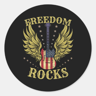 Sticker Rond 4 juillet quatrième jour de l'indépendance Guitare