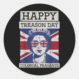 Sticker Rond 4 juillet Reine Joyeuse Journée de la trahison Drô
