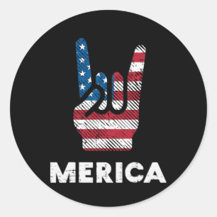 Sticker Rond 4 juillet Rock Héritage Merica Drapeau America Roc