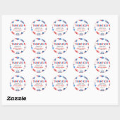Sticker Rond 4 juillet Rouge Blanc Bleu Merci d'anniversaire (Feuille)