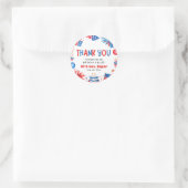 Sticker Rond 4 juillet Rouge Blanc Bleu Merci d'anniversaire (Sac)