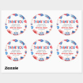Sticker Rond 4 juillet Rouge Blanc Bleu Merci d'anniversaire (Feuille)