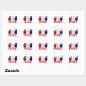 Sticker Rond 4 juillet Rouge Blanc & Bleu Paix 1,5" (Feuille)
