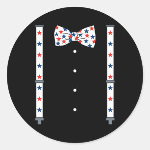 Sticker Rond 4 juillet Suspendants Et Étoiles Bow Cravate Garço