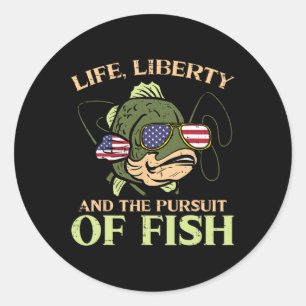 Sticker Rond 4 juillet Vie Liberté Pêche Drôle Pêche P