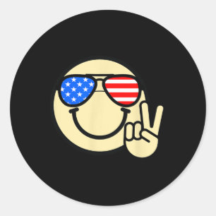 Sticker Rond 4 juillet visage souriant