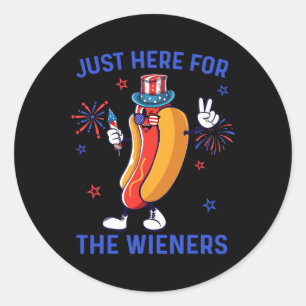 Sticker Rond 4 juillet Wieners Américain Drapeau Patriotique Mo