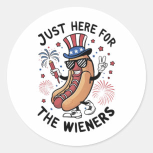 Sticker Rond 4 juillet Wieners USA Drapeau américain Patriotiqu