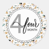 Sticker Rond 4 Mois Jalon bébé Giraffes et ballons (Devant)