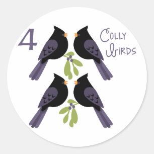 Sticker Rond 4 oiseaux de colly