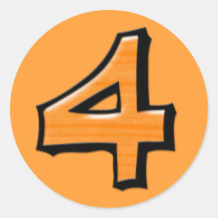 Sticker rond 4 orange Silly Number