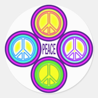 STICKER ROND 4 SIGNES DE PAIX