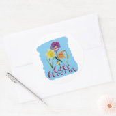 Sticker Rond 4 Spring and Summer Flowers with Fancy Text (Enveloppe)