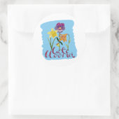 Sticker Rond 4 Spring and Summer Flowers with Fancy Text (Sac)